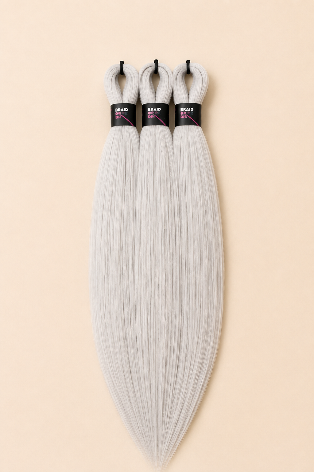 Easy Braid 3-in-1 zilvergrijs 75 cm set van 3 - De HaarBoetiek