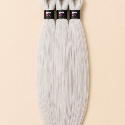 Easy Braid 3-in-1 zilvergrijs 75 cm set van 3 - De HaarBoetiek