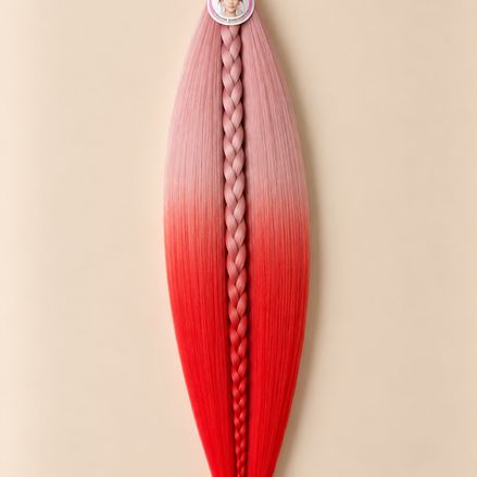 Easy Braid invlechthaar lichtroze rood ombre 4-14 70 cm