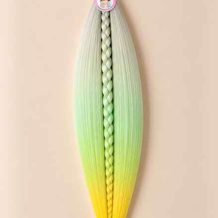 Easy Braid invlechthaar zilver lichtgroen geel ombre 4-20 70 cm