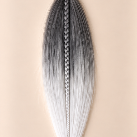 Easy Braid invlechthaar antraciet grijs wit ombre - De HaarBoetiek
