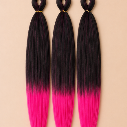 Black Orchid zwart roze ombre Easy Braid 3-in-1 kanekalon 65 cm