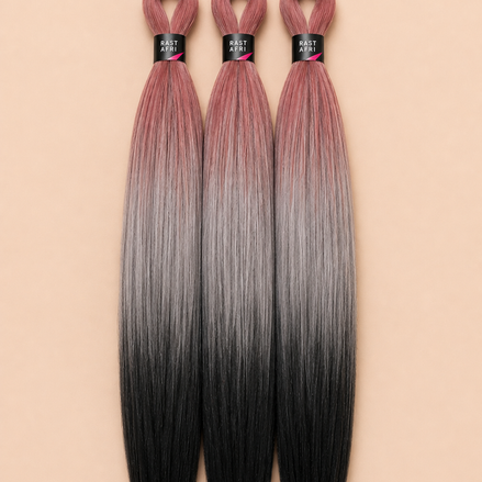 Easy Braid Blacklove roze grijs zwart invlechthaar set van 3 - De HaarBoetiek