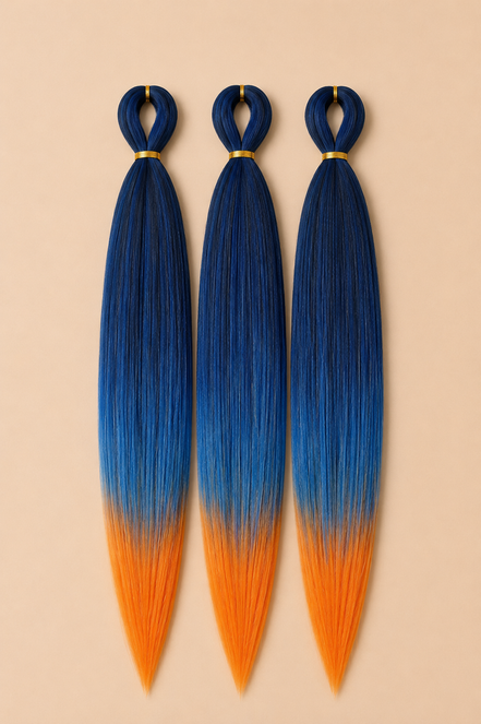 Blue Lava Easy Braid 3-in-1 kanekalon invlechthaar blauw oranje 65 cm