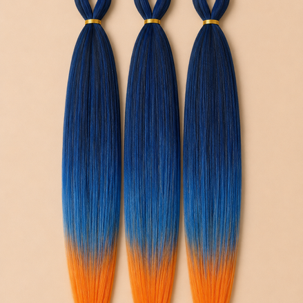 Blue Lava Easy Braid 3-in-1 kanekalon invlechthaar blauw oranje 65 cm