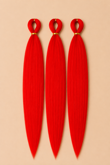 Bright Red Easy Braid 3-in-1 kanekalon invlechthaar rood 65 cm