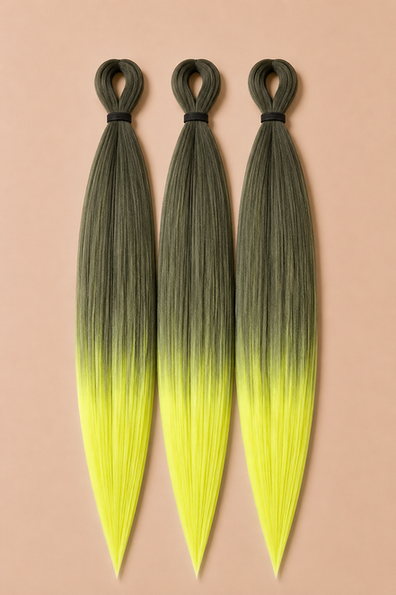 RastAfri Easy Braid 3-in-1 BT1B Neon olijfgroen neon geelgroen invlechthaar