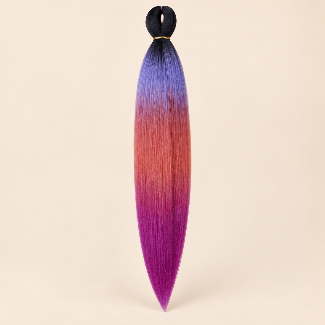 Easy Braid kanekalon vlechthaar D4-10 in zwart / paars / rood / fuchsia ombre op lichtbeige achtergrond