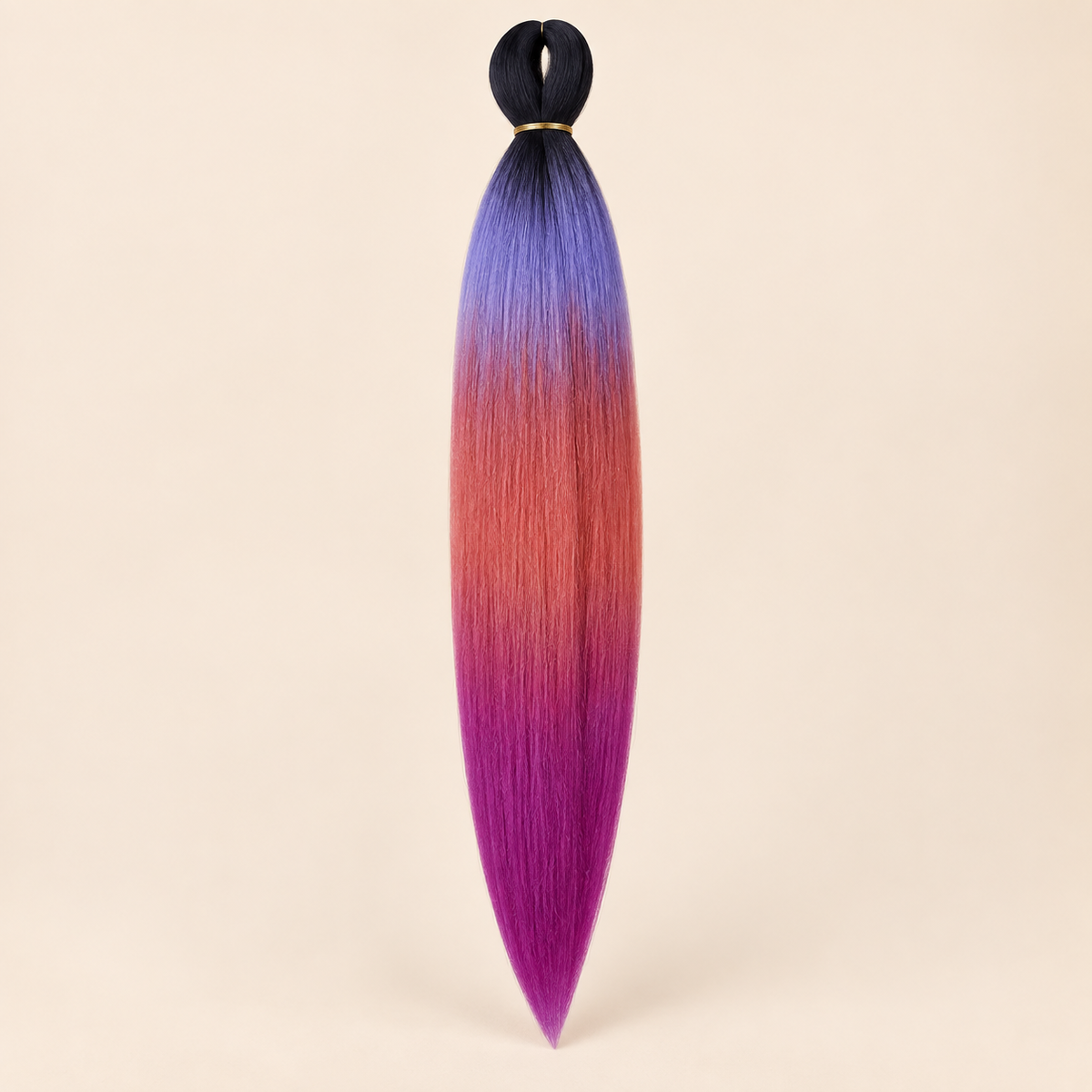Easy Braid kanekalon vlechthaar D4-10 in zwart / paars / rood / fuchsia ombre op lichtbeige achtergrond
