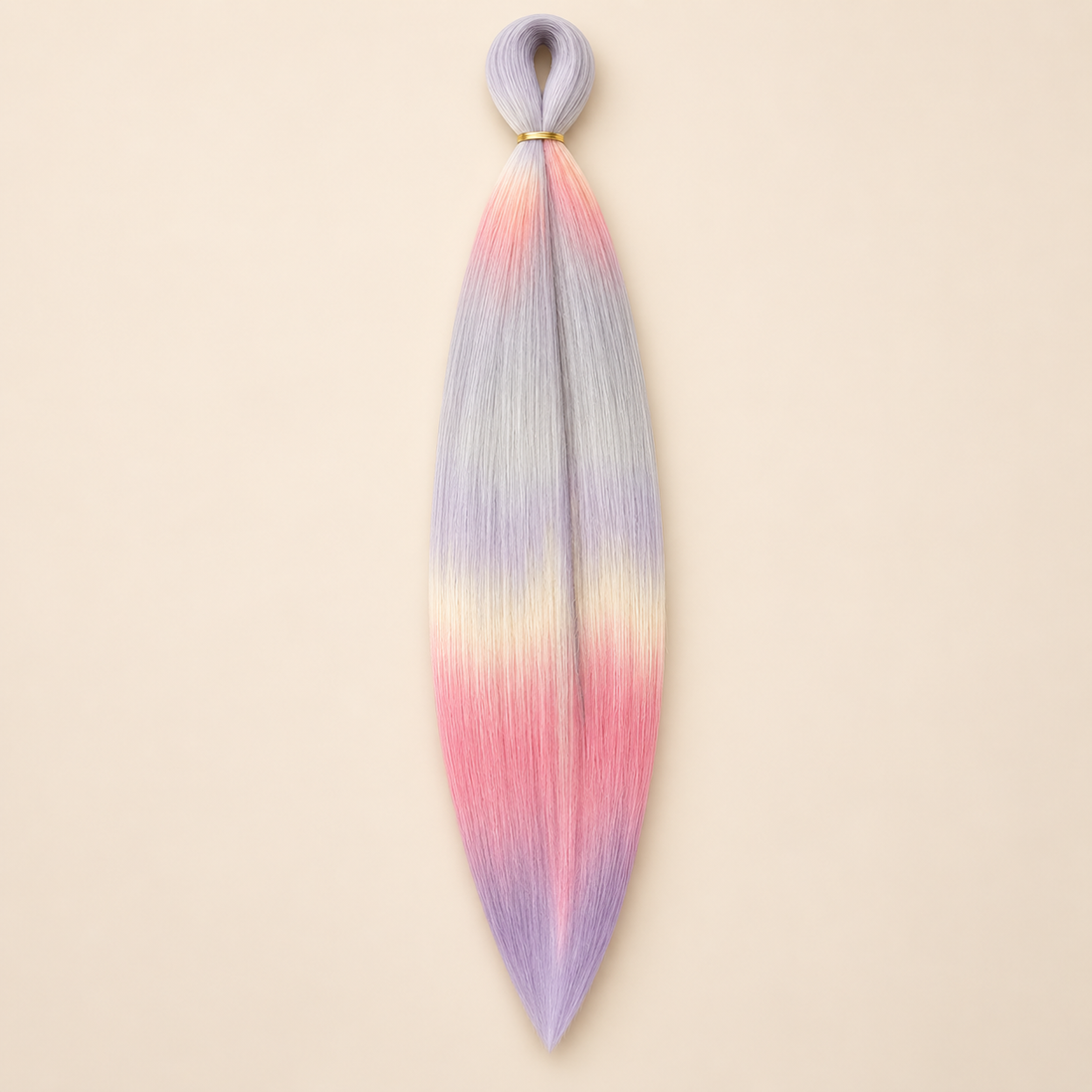 Easy Braid kanekalon vlechthaar D9-1 in zilver / roze / lila ombre op lichtbeige achtergrond