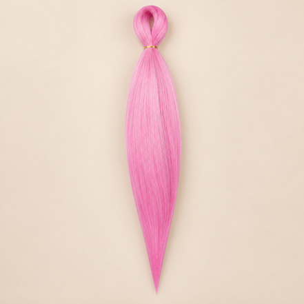 Easy Braid kanekalon vlechthaar DA-1 in helder roze op lichtbeige achtergrond