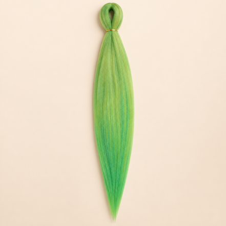 Easy Braid kanekalon vlechthaar DA-10 in fris groen op lichtbeige achtergrond