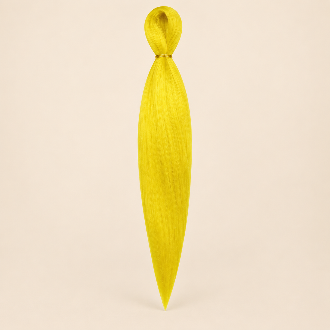 Easy Braid kanekalon vlechthaar DA-15 in neon geel op lichtbeige achtergrond