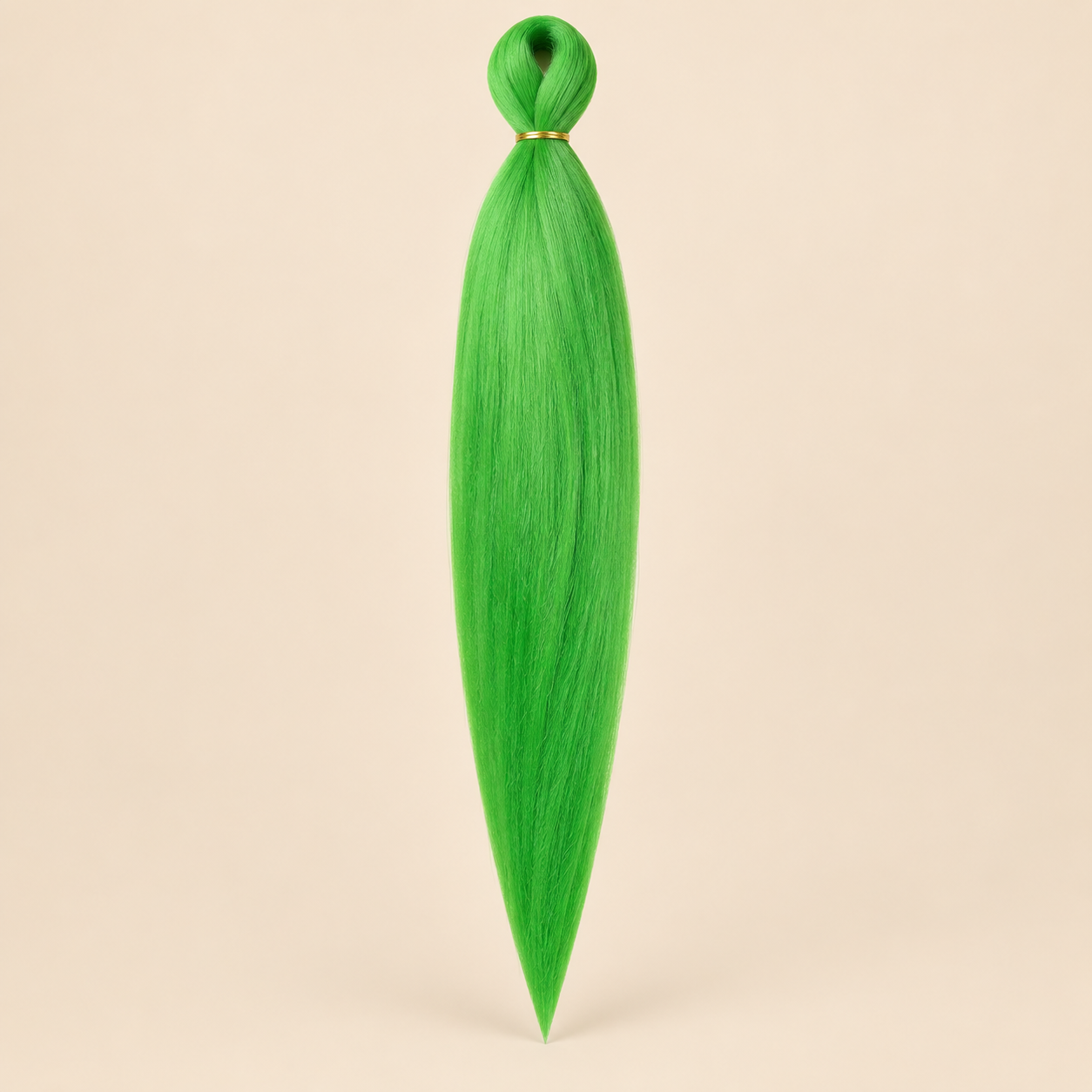 Easy Braid kanekalon vlechthaar DA-2 in helder groen op lichtbeige achtergrond