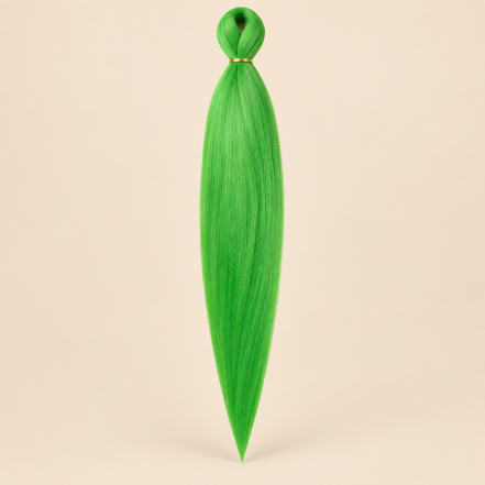 Easy Braid kanekalon vlechthaar DA-2 in helder groen op lichtbeige achtergrond