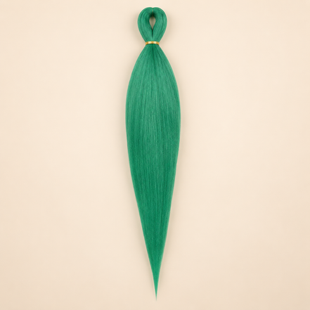 Easy Braid kanekalon vlechthaar DA-4 in teal groen op lichtbeige achtergrond