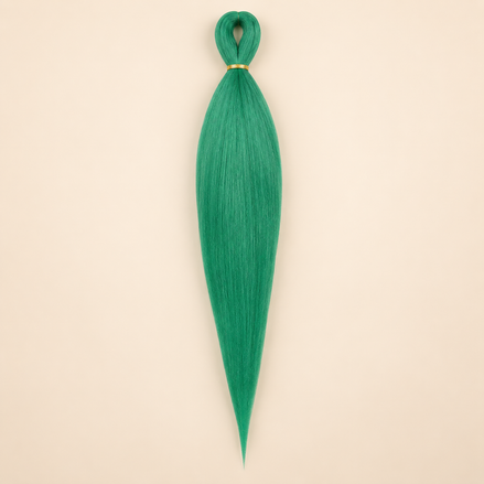 Easy Braid kanekalon vlechthaar DA-4 in teal groen op lichtbeige achtergrond
