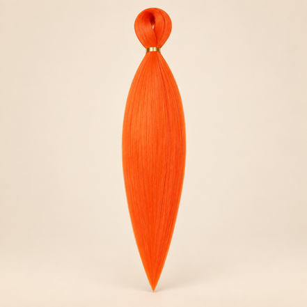 Easy Braid kanekalon vlechthaar DA-6 in neon oranje op lichtbeige achtergrond