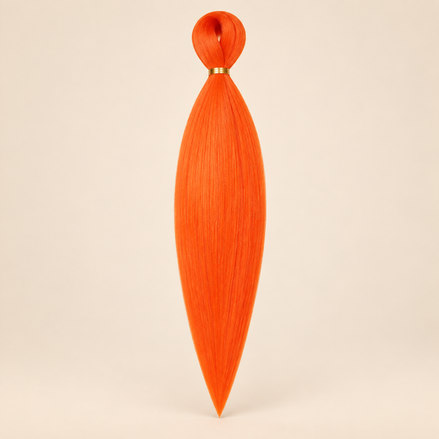 Easy Braid kanekalon vlechthaar DA-6 in neon oranje op lichtbeige achtergrond