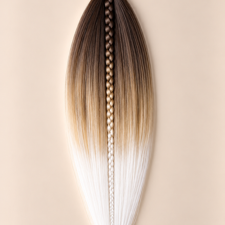 Easy Braid invlechthaar donkerbruin honingblond wit ombre - De HaarBoetiek