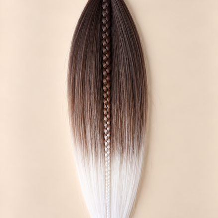 Easy Braid invlechthaar donkerbruin bruin wit ombre - De HaarBoetiek