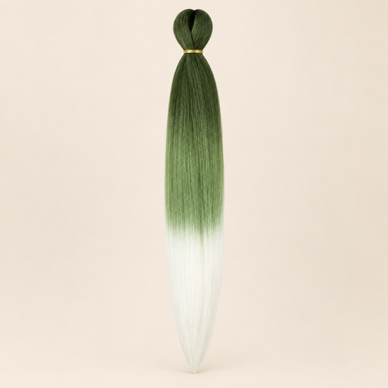 Easy Braid donkergroen groen wit ombre kanekalon vlechthaar 70 cm