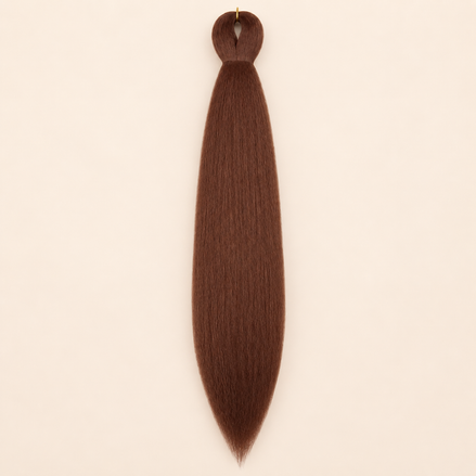 Easy Braid kanekalon vlechthaar Espresso in diep donkerbruin op lichtbeige achtergrond