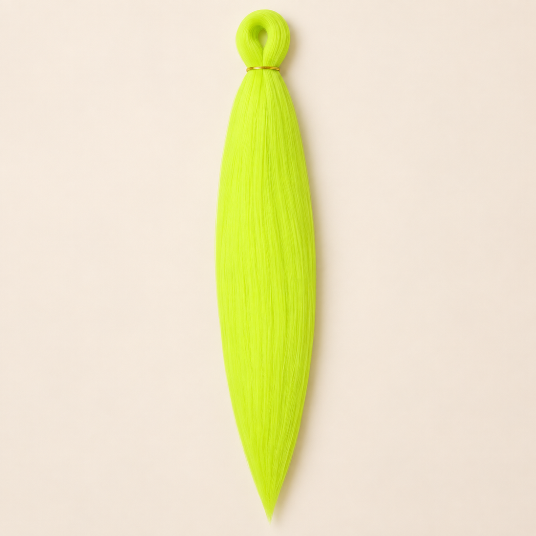 Easy Braid kanekalon vlechthaar FL1-F25 in neon lime op lichtbeige achtergrond