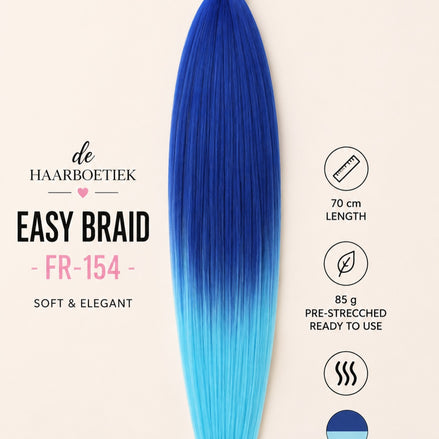 Easy Braid Premium FR-154 blauw lichtblauw ombre invlechthaar 70 cm