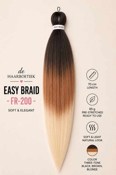 Easy Braid Premium FR-200 zwart bruin blond ombre invlechthaar 70 cm
