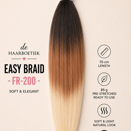Easy Braid Premium FR-200 zwart bruin blond ombre invlechthaar 70 cm