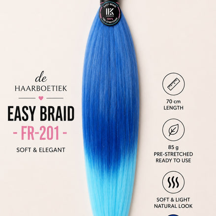 Easy Braid Premium FR-201 blauw lichtblauw ombre invlechthaar 70 cm