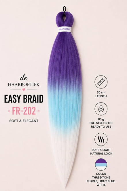 Easy Braid Premium FR-202 paars lichtblauw wit ombre invlechthaar 70 cm