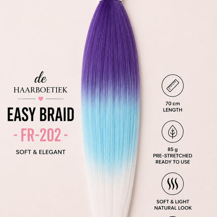Easy Braid Premium FR-202 paars lichtblauw wit ombre invlechthaar 70 cm