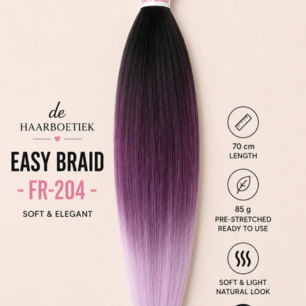 Easy Braid Premium FR-204 zwart paars lila ombre invlechthaar 70 cm