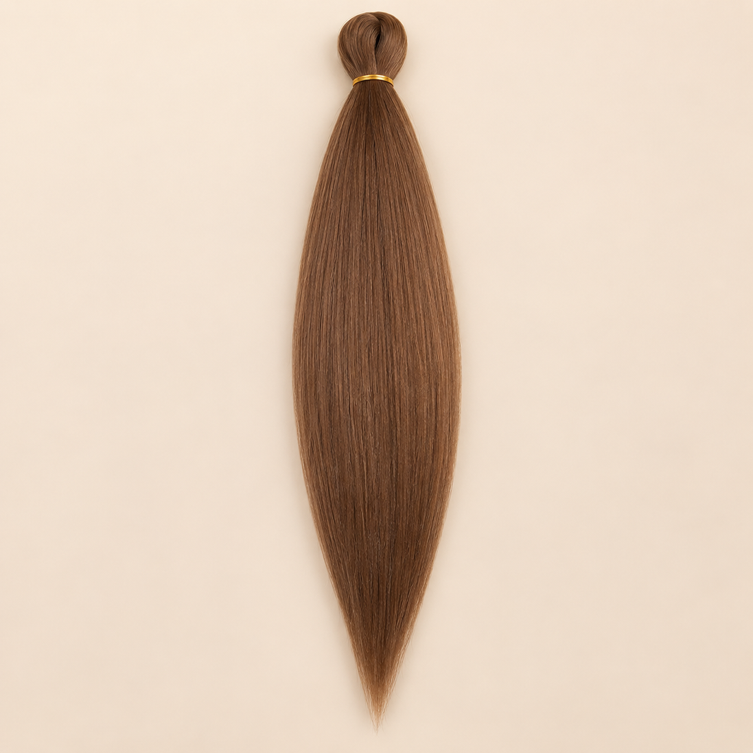 Easy Braid kanekalon vlechthaar FR L15 in warm middenbruin op lichtbeige achtergrond