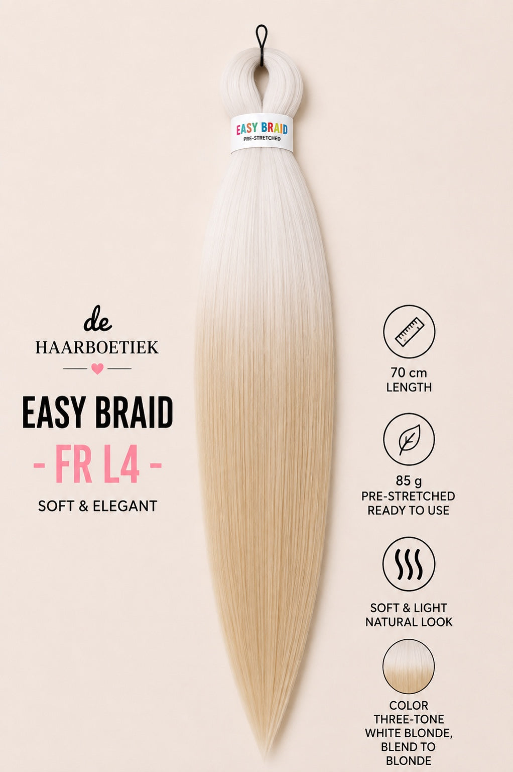 Easy Braid Premium FR L4 witblond blond ombre invlechthaar 70 cm