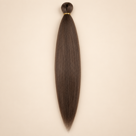 Easy Braid kanekalon vlechthaar FR L7 in donkerbruin op lichtbeige achtergrond