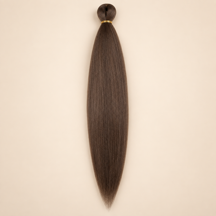 Easy Braid kanekalon vlechthaar FR L7 in donkerbruin op lichtbeige achtergrond