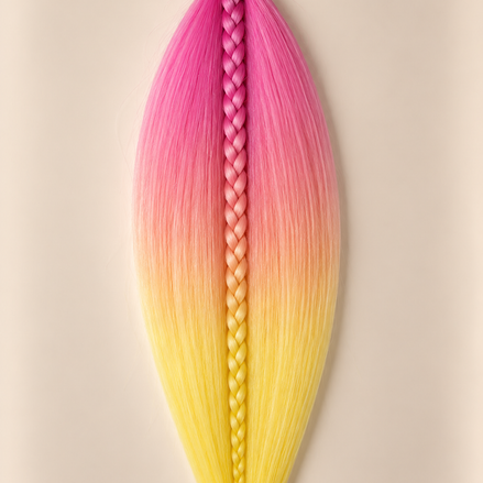 Easy Braid invlechthaar fuchsia roze peach geel ombre - De HaarBoetiek