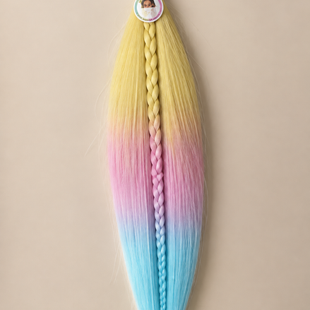 Easy Braid invlechthaar geel roze mint blauw ombre 3-69 - De HaarBoetiek