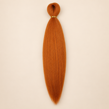 Easy Braid kanekalon vlechthaar Golden Hour in koper oranje op lichtbeige achtergrond