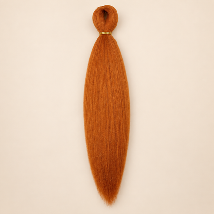 Easy Braid kanekalon vlechthaar Golden Hour in koper oranje op lichtbeige achtergrond