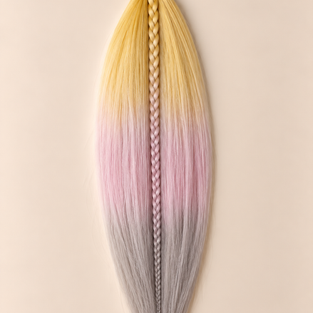 Easy Braid invlechthaar goudgeel roze grijs ombre - De HaarBoetiek