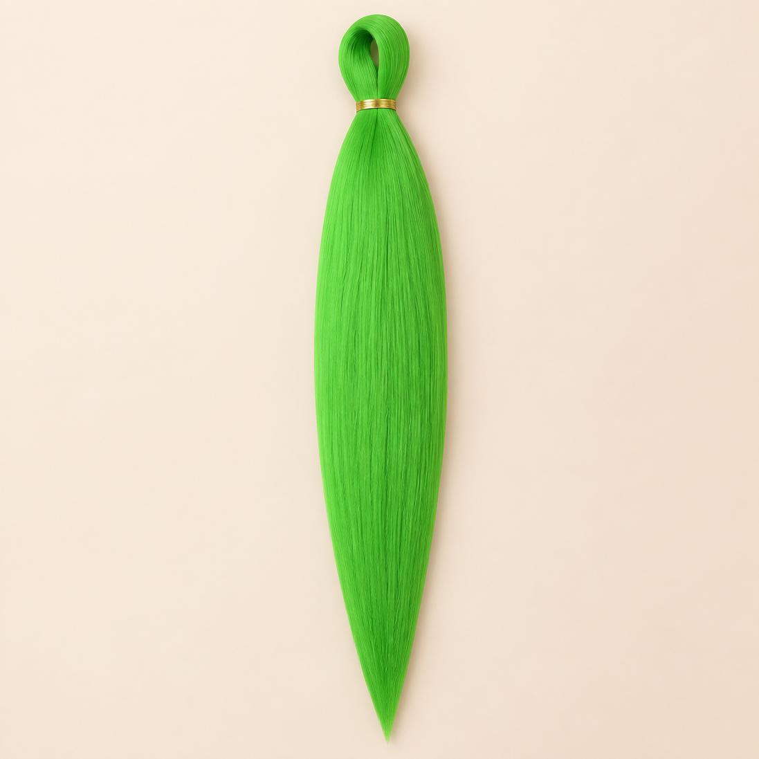 Easy Braid kanekalon vlechthaar Green in helder groen op lichtbeige achtergrond