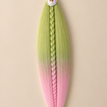 Easy Braid invlechthaar groen roze ombre 4-08 - De HaarBoetiek