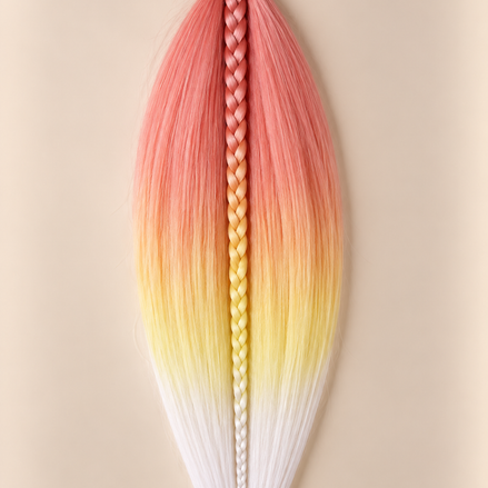 Easy Braid invlechthaar koraal peach geel wit ombre - De HaarBoetiek