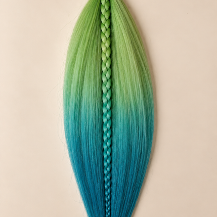 Easy Braid invlechthaar limegroen turquoise teal ombre - De HaarBoetiek