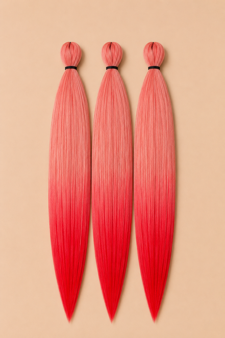 Easy Braid 3-pack ombre koraal roze rood invlechthaar