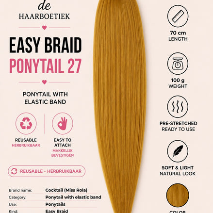 Easy Braid Ponytail 27 ginger met elastische band 70 cm - De HaarBoetiek